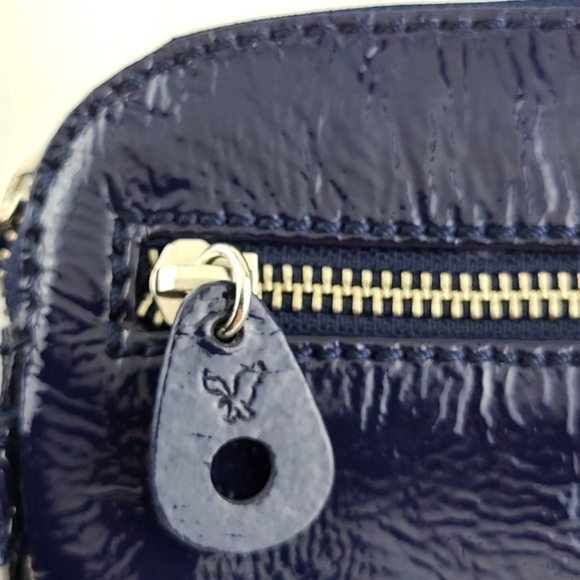 American Eagle Outfitters AEO Patent Navy Blue Lrg Zipper Clutch Wristlet Wallet - Picture 5 of 13